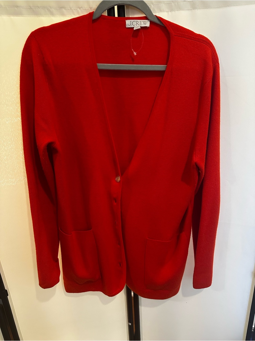 J. Crew Red V-Neck Button Front Cardigan